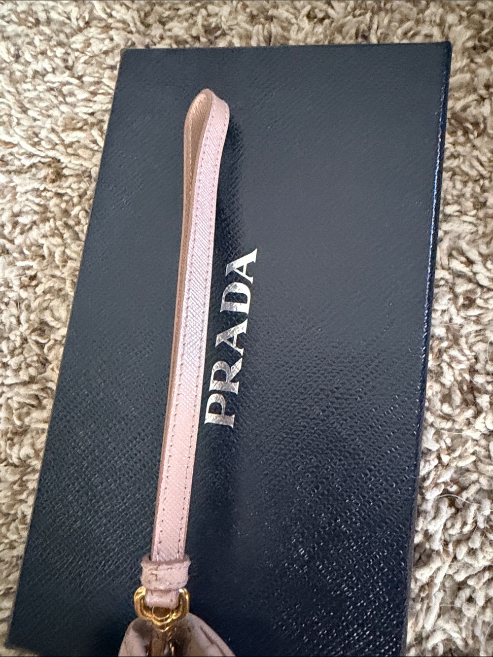 Prada Pink Saffiano Leather Wristlet Clutch with Gold Logo - Picture 6 of 8